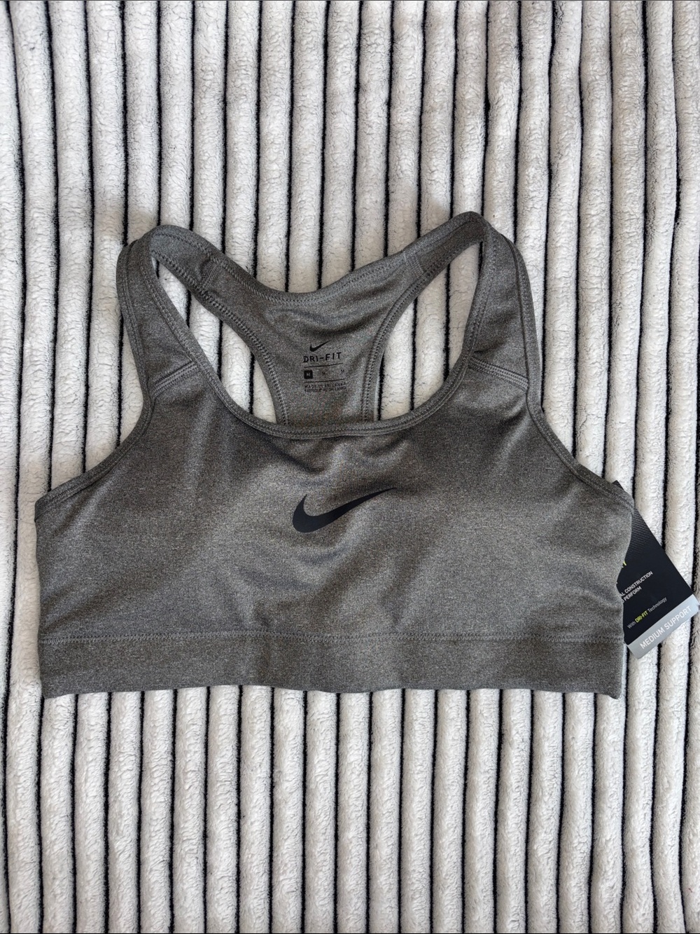 Nike Gray Victory Bra Racerback Dri-FIT Sports Bra with Swoosh